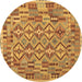 Round Southwestern Brown Country Rug, con1664brn