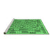 Sideview of Machine Washable Southwestern Emerald Green Country Area Rugs, wshcon1664emgrn