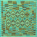 Square Southwestern Turquoise Country Rug, con1664turq