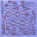 Square Machine Washable Southwestern Blue Country Rug, wshcon1664blu