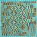 Square Southwestern Light Blue Country Rug, con1664lblu