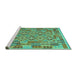 Sideview of Machine Washable Southwestern Turquoise Country Area Rugs, wshcon1664turq