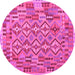 Round Southwestern Pink Country Rug, con1664pnk