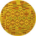 Round Southwestern Yellow Country Rug, con1664yw