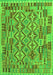 Serging Thickness of Machine Washable Southwestern Green Country Area Rugs, wshcon1664grn