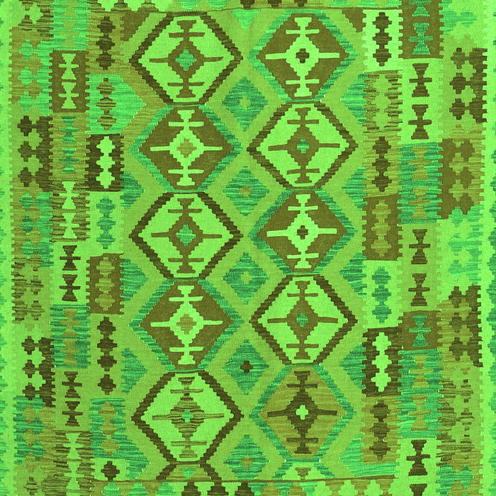 Serging Thickness of Machine Washable Southwestern Green Country Area Rugs, wshcon1664grn