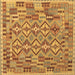 Square Machine Washable Southwestern Brown Country Rug, wshcon1664brn