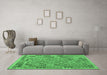 Machine Washable Southwestern Emerald Green Country Area Rugs in a Living Room,, wshcon1664emgrn