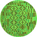 Machine Washable Southwestern Green Country Area Rugs, wshcon1664grn