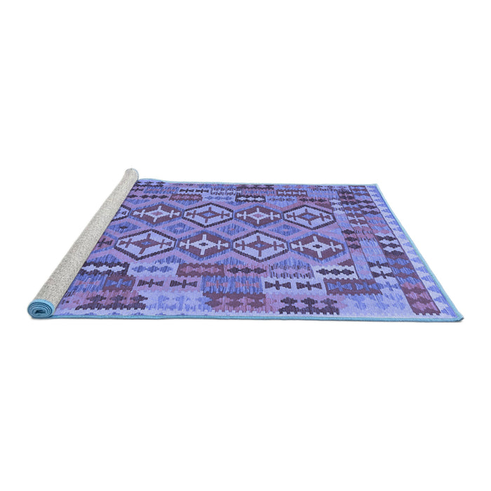 Sideview of Machine Washable Southwestern Blue Country Rug, wshcon1664blu