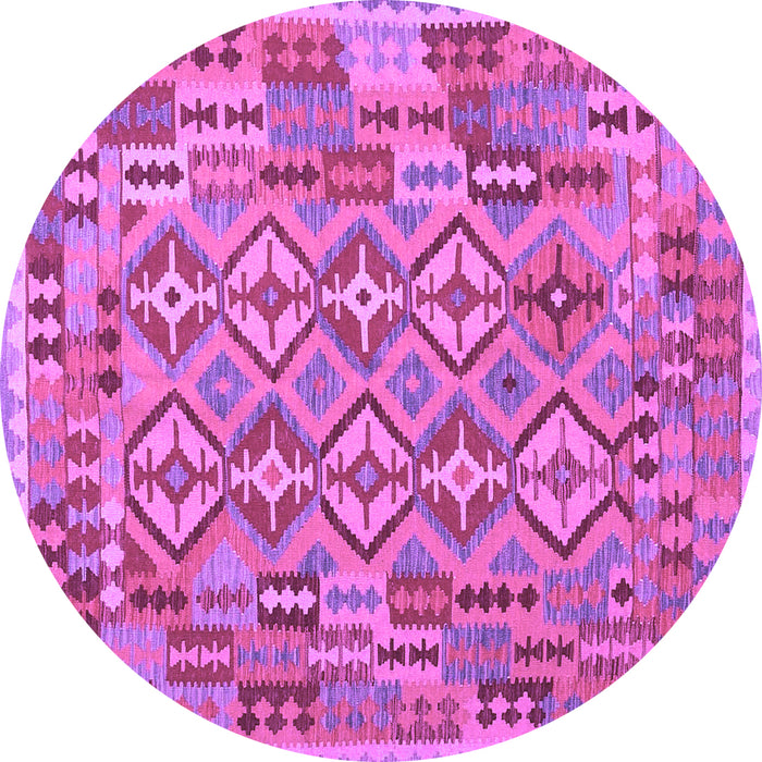 Round Machine Washable Southwestern Purple Country Area Rugs, wshcon1664pur