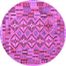Round Machine Washable Southwestern Purple Country Area Rugs, wshcon1664pur