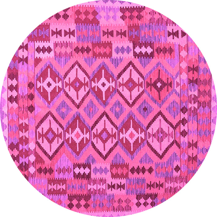 Round Machine Washable Southwestern Pink Country Rug, wshcon1664pnk