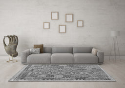 Machine Washable Southwestern Gray Country Rug in a Living Room,, wshcon1664gry