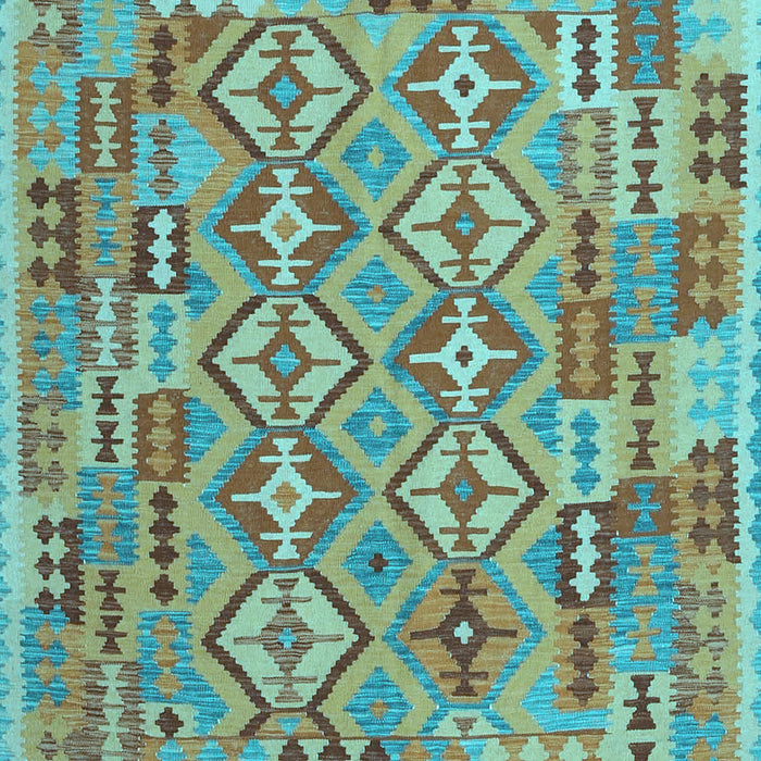 Machine Washable Southwestern Light Blue Country Rug, wshcon1664lblu