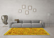 Machine Washable Southwestern Yellow Country Rug in a Living Room, wshcon1664yw