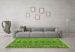 Machine Washable Oriental Green Traditional Area Rugs in a Living Room,, wshcon1665grn