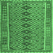 Square Machine Washable Oriental Emerald Green Traditional Area Rugs, wshcon1665emgrn
