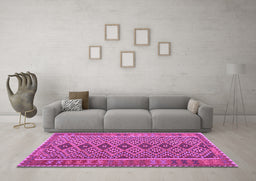 Machine Washable Oriental Purple Traditional Area Rugs in a Living Room, wshcon1665pur