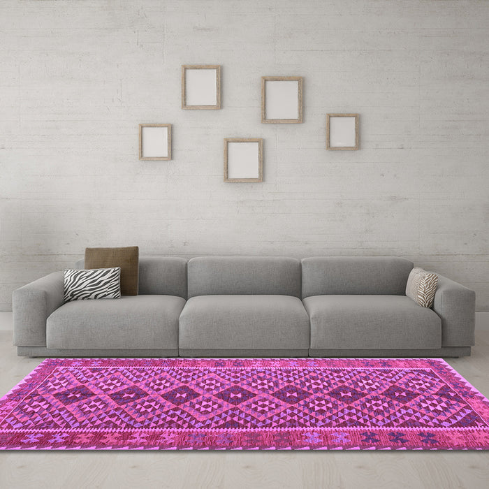 Machine Washable Oriental Purple Traditional Area Rugs in a Living Room, wshcon1665pur