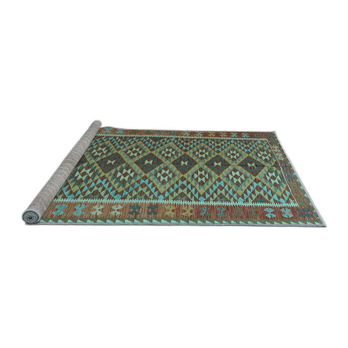 Sideview of Machine Washable Oriental Light Blue Traditional Rug, wshcon1665lblu