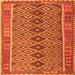 Round Machine Washable Oriental Orange Traditional Area Rugs, wshcon1665org