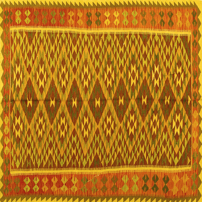 Square Machine Washable Oriental Yellow Traditional Rug, wshcon1665yw