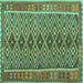 Square Oriental Turquoise Traditional Rug, con1665turq