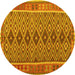 Round Oriental Yellow Traditional Rug, con1665yw