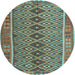 Round Oriental Light Blue Traditional Rug, con1665lblu