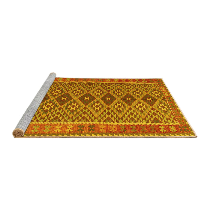 Sideview of Machine Washable Oriental Yellow Traditional Rug, wshcon1665yw