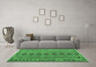 Machine Washable Oriental Emerald Green Traditional Area Rugs in a Living Room,, wshcon1665emgrn
