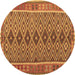 Round Machine Washable Oriental Brown Traditional Rug, wshcon1665brn