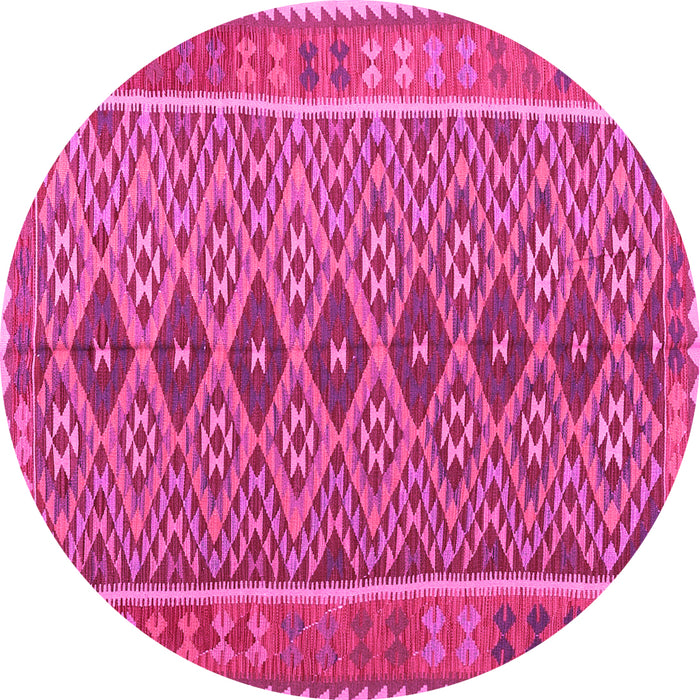 Round Machine Washable Oriental Pink Traditional Rug, wshcon1665pnk