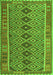 Serging Thickness of Machine Washable Oriental Green Traditional Area Rugs, wshcon1665grn