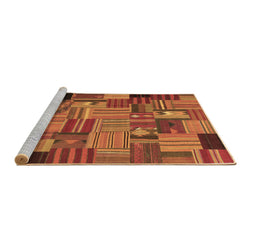 Sideview of Machine Washable Patchwork Brown Transitional Rug, wshcon1666brn