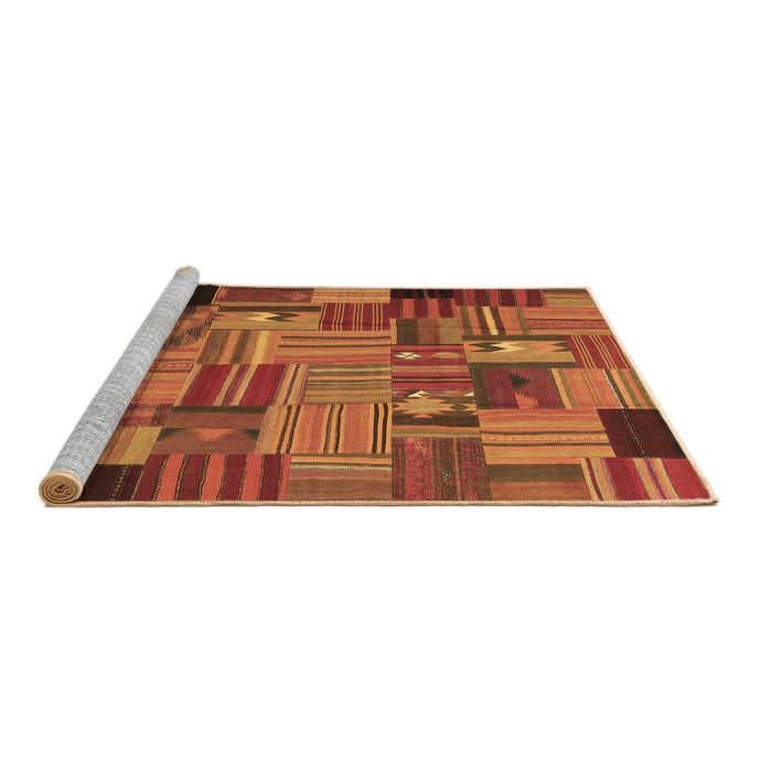 Sideview of Machine Washable Patchwork Brown Transitional Rug, wshcon1666brn