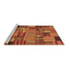 Sideview of Machine Washable Patchwork Brown Transitional Rug, wshcon1666brn