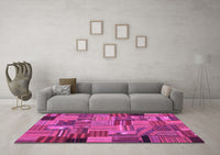 Machine Washable Patchwork Purple Transitional Rug, wshcon1666pur