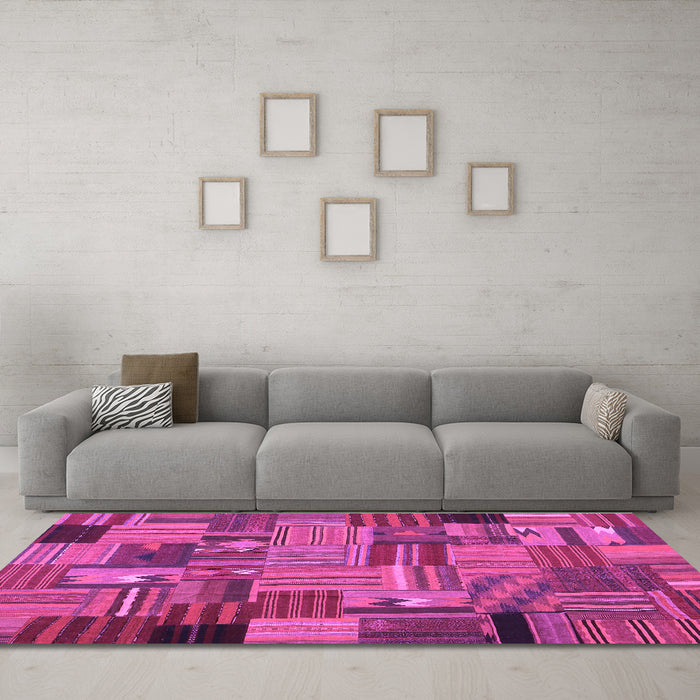 Machine Washable Patchwork Purple Transitional Area Rugs in a Living Room, wshcon1666pur