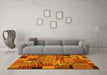 Machine Washable Patchwork Yellow Transitional Rug in a Living Room, wshcon1666yw