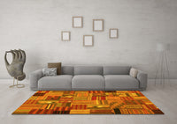 Machine Washable Patchwork Yellow Transitional Rug, wshcon1666yw