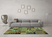 Machine Washable Patchwork Turquoise Transitional Area Rugs in a Living Room,, wshcon1666turq
