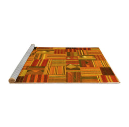 Sideview of Machine Washable Patchwork Yellow Transitional Rug, wshcon1666yw