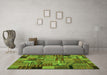 Machine Washable Patchwork Green Transitional Area Rugs in a Living Room,, wshcon1666grn