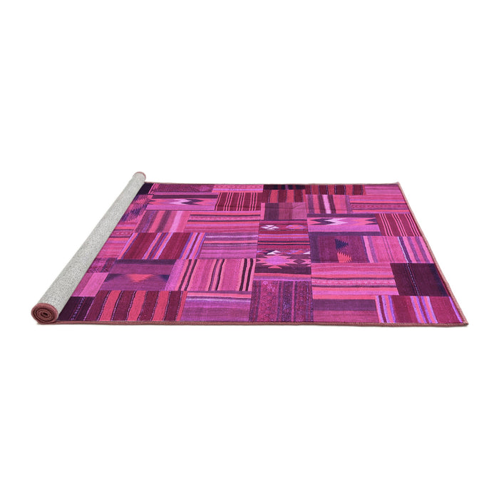 Sideview of Machine Washable Patchwork Purple Transitional Area Rugs, wshcon1666pur