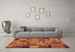 Machine Washable Patchwork Brown Transitional Rug in a Living Room,, wshcon1666brn
