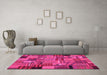 Machine Washable Patchwork Pink Transitional Rug in a Living Room, wshcon1666pnk