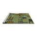 Sideview of Machine Washable Patchwork Turquoise Transitional Area Rugs, wshcon1666turq
