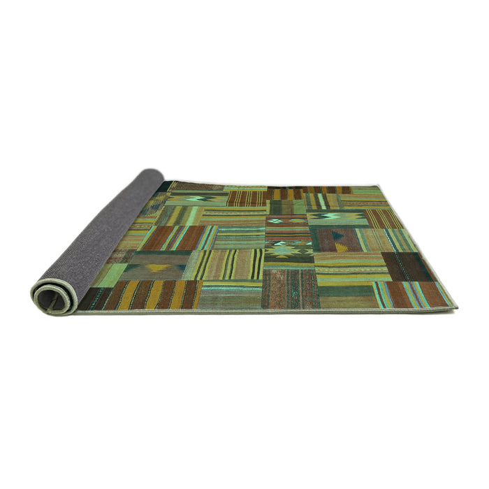 Sideview of Patchwork Turquoise Transitional Rug, con1666turq